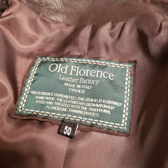 OLD FLORENCE LEATHER FACTORY Jacket in Brown - Handmade in Italy, Men's Size M - Picture 3 of 8